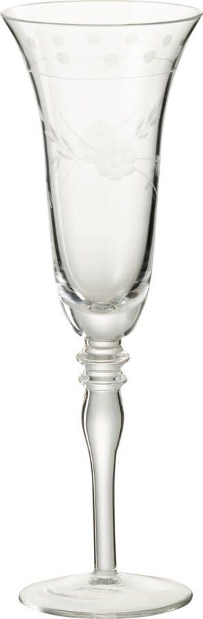 J-Line Gegraveerd champagneglas glas transparant 4 stuks woonaccessoires