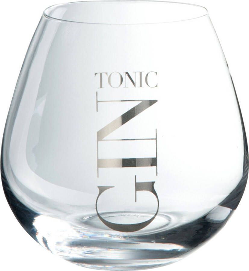J-Line Glas Gin Tonic Bol Laag Transparant Zilver Vaderdag Geschenk Cadeau Voor Papa