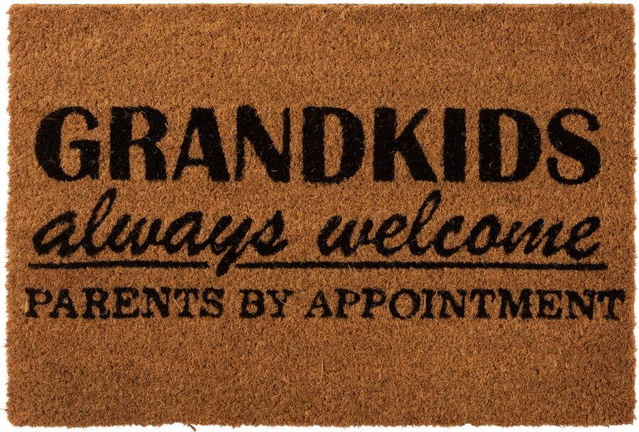 J-Line Grandkids deurmat voor binnen & buiten kokosvezel naturel & zwart woonaccessoires