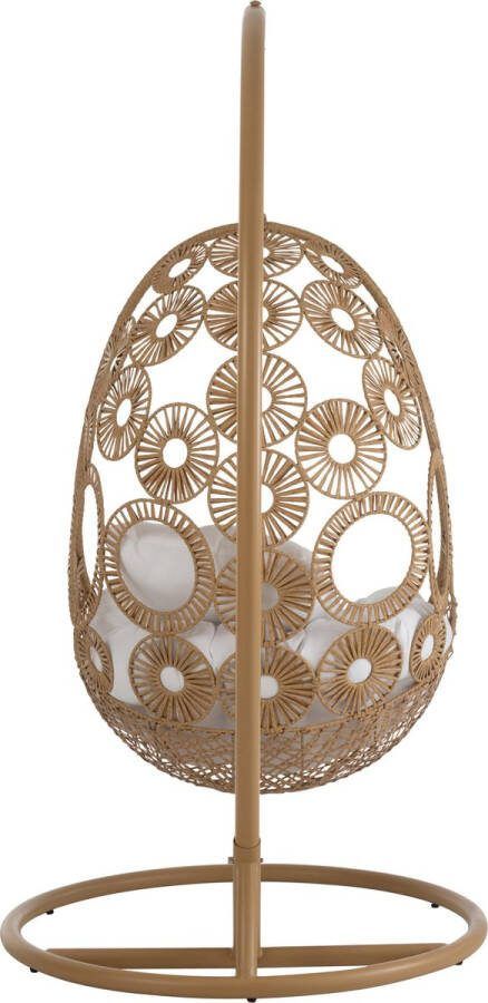 J-Line Hangstoel+kussens stainless steal beige 113x103x (h)197 cm