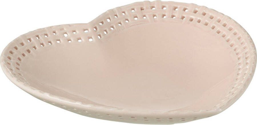 J-Line Hartvorm bord keramiek roze 6 stuks woonaccessoires