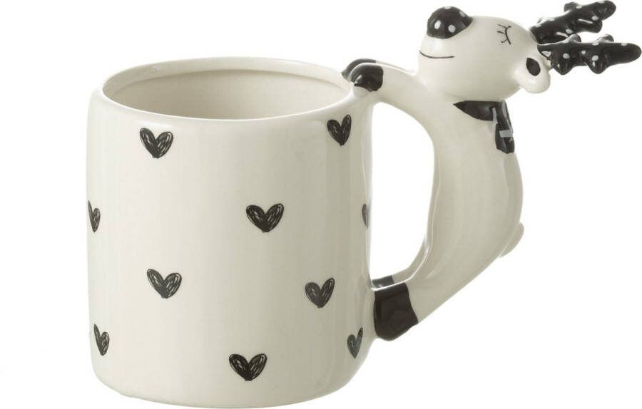 J-Line Hert Dolomiet mok porselein wit & zwart woonaccessoires