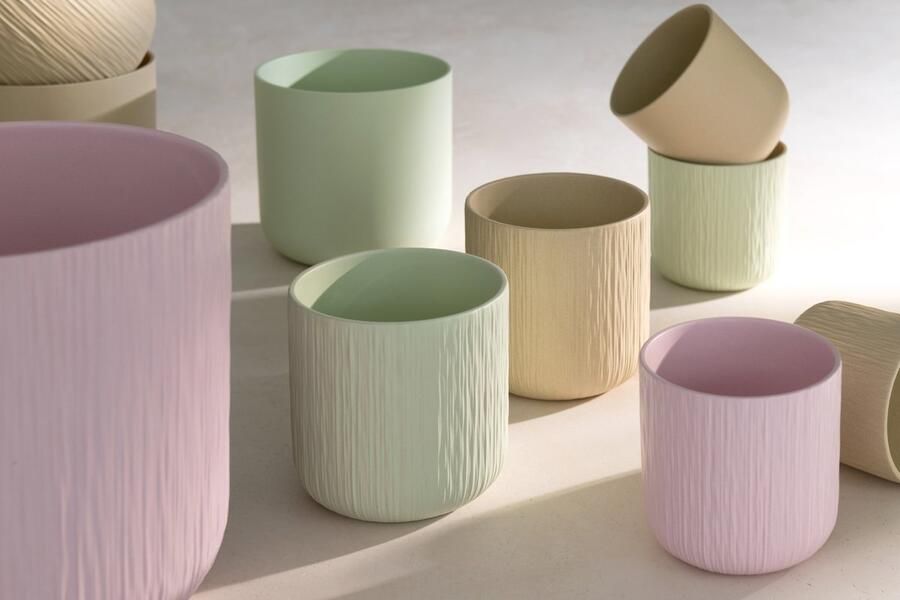 J-Line bloempot Gen keramiek beige large Ø 18.50 cm 2 stuks