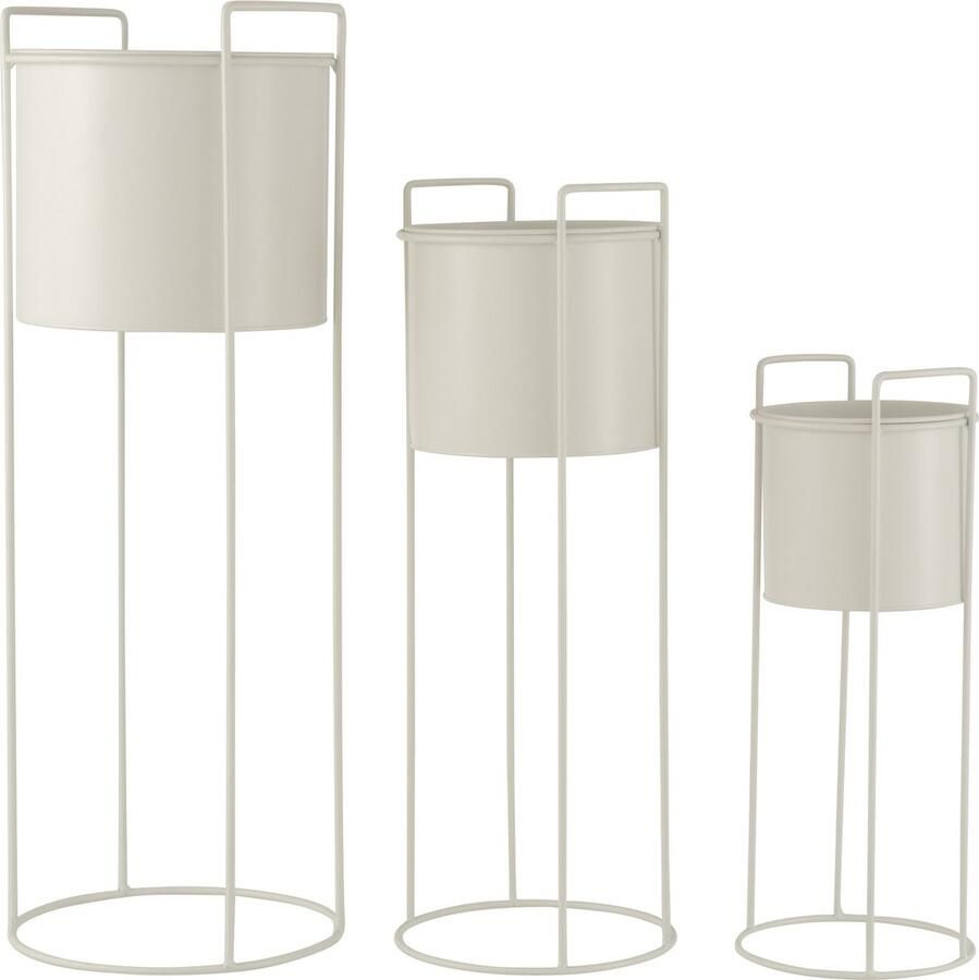 J-Line bloempot op Voet metaal wit 3 stuks