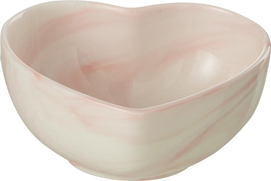 J-Line Kom Hart Porselein Wit Roze Small 4 stuks