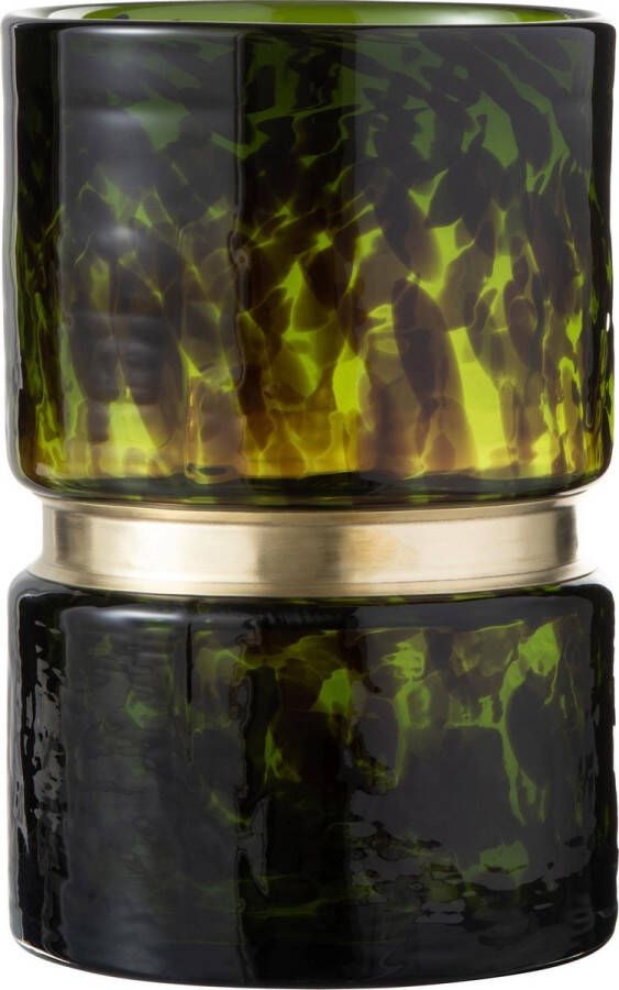 J-Line Vaas Spikkel Glas Groen Zwart Goud Small Bloemenvaas 23.50 cm hoog