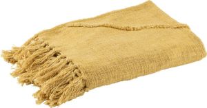 J-Line Jete De Lit Floches Coton Moutarde