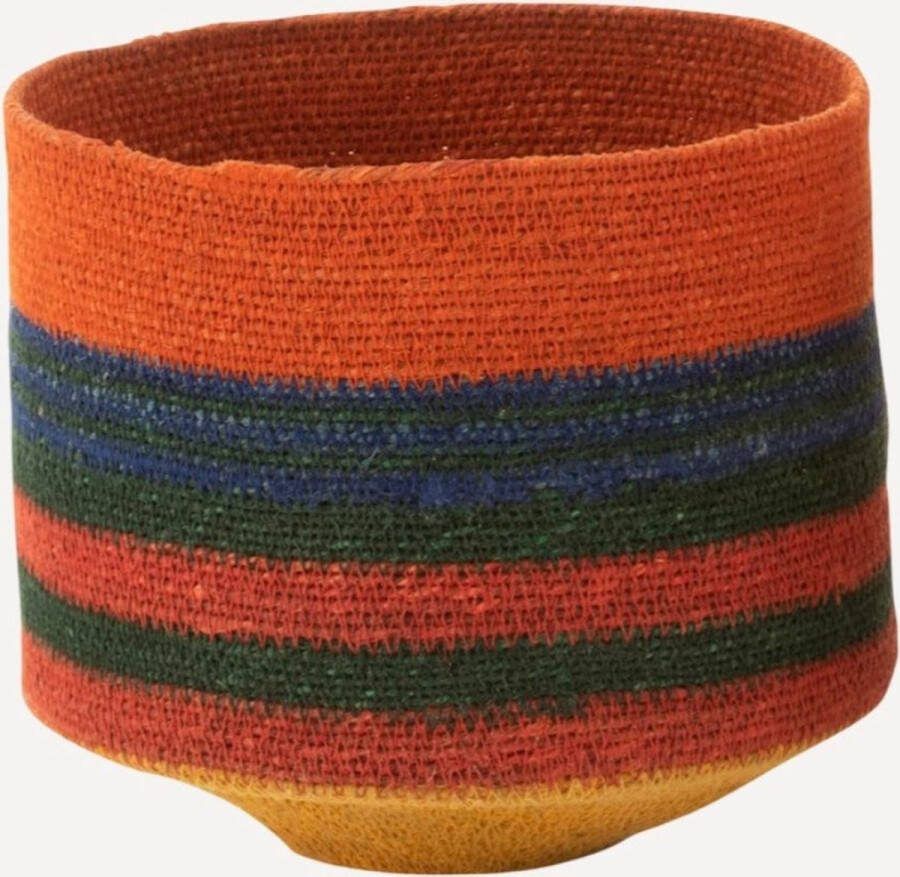 J Line JLine Mand Rond Met Kleine Voet +Strepen Zeegras Mix