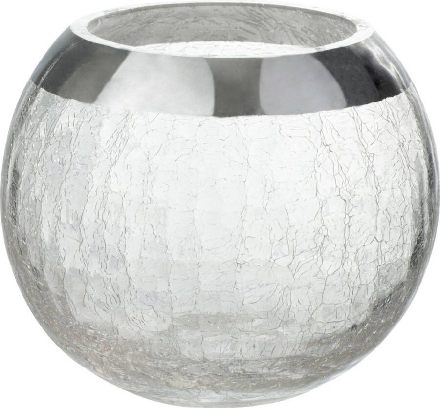 J-Line Kaarshouder Bol Craquele Glas Transparant Zilver Medium