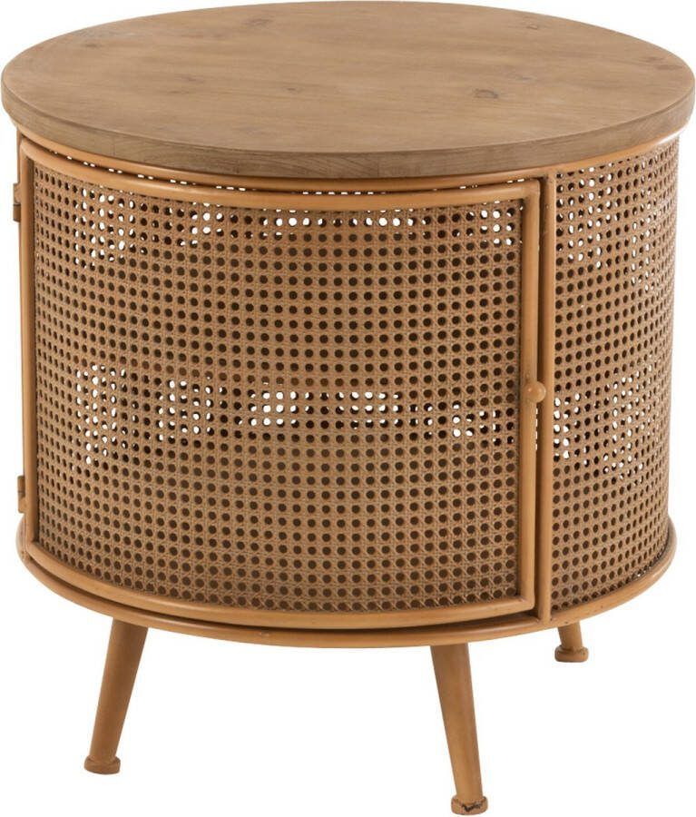 J-Line Rond kast hout & metaal bruin woonaccessoires