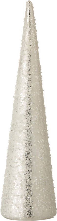 J-Line Kerstboom Kegel parel glas wit & zilver 36 cm