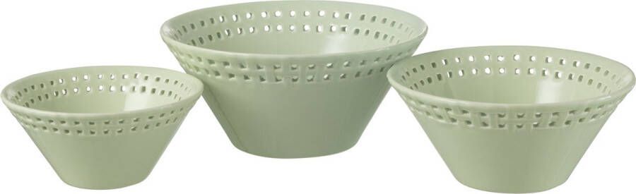 J-Line kom keramiek groen small & medium & large 3 stuks woonaccessoires