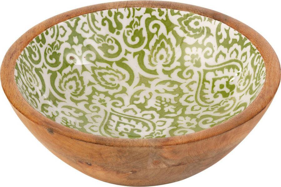J-Line kom Patroon hout groen wit small