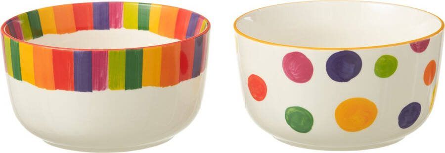 J-Line Kom Polka Stip Streep Porselein Mix Large Assortiment Van 2
