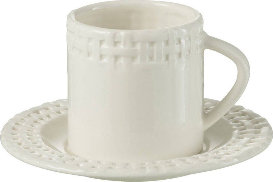 J-Line kopje + schoteltje keramiek wit 12 stuks woonaccessoires
