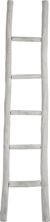 J-Line handdoekenrek 5 treden ladder hout wit 180 cm woonaccessoires