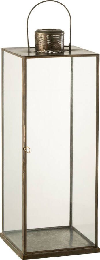 J-Line Lantaarn | glas | brons | 20.5x20.5x (h)56 cm