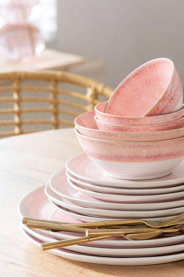 J-Line Lara kom porselein zalm large 4 stuks