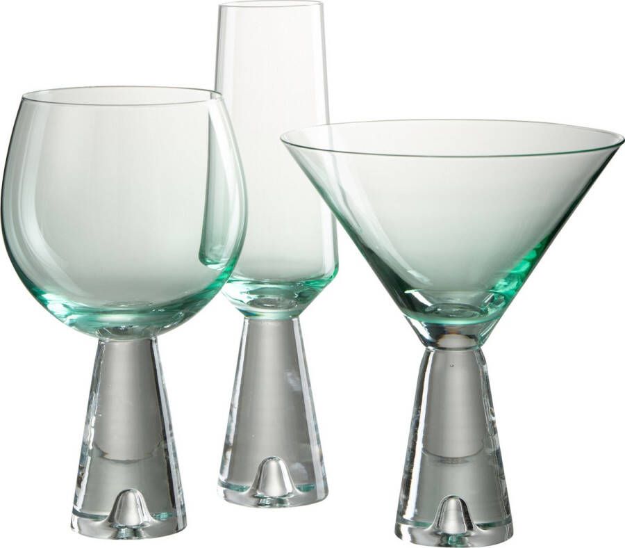 J-Line Lewis cocktailglas glas transparant & azuur 4 stuks woonaccessoires