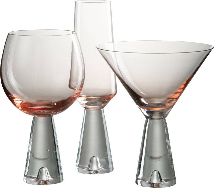 J-Line Lewis cocktailglas glas transparant & oranje 4 stuks woonaccessoires