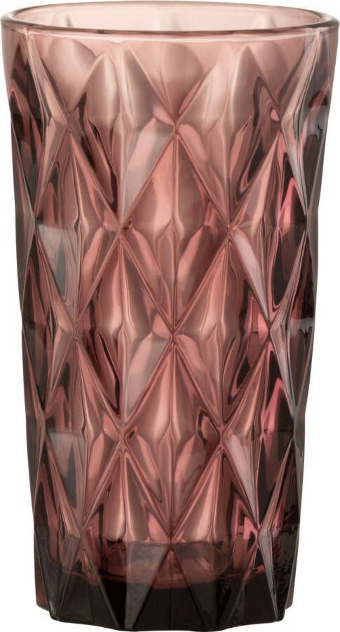 J-Line Mona Longdrink glas drinkglas donkerroze 6 stuks woonaccessoires