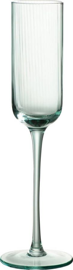 J-Line Louise champagneglas glas transparant & groen 6 stuks woonaccessoires