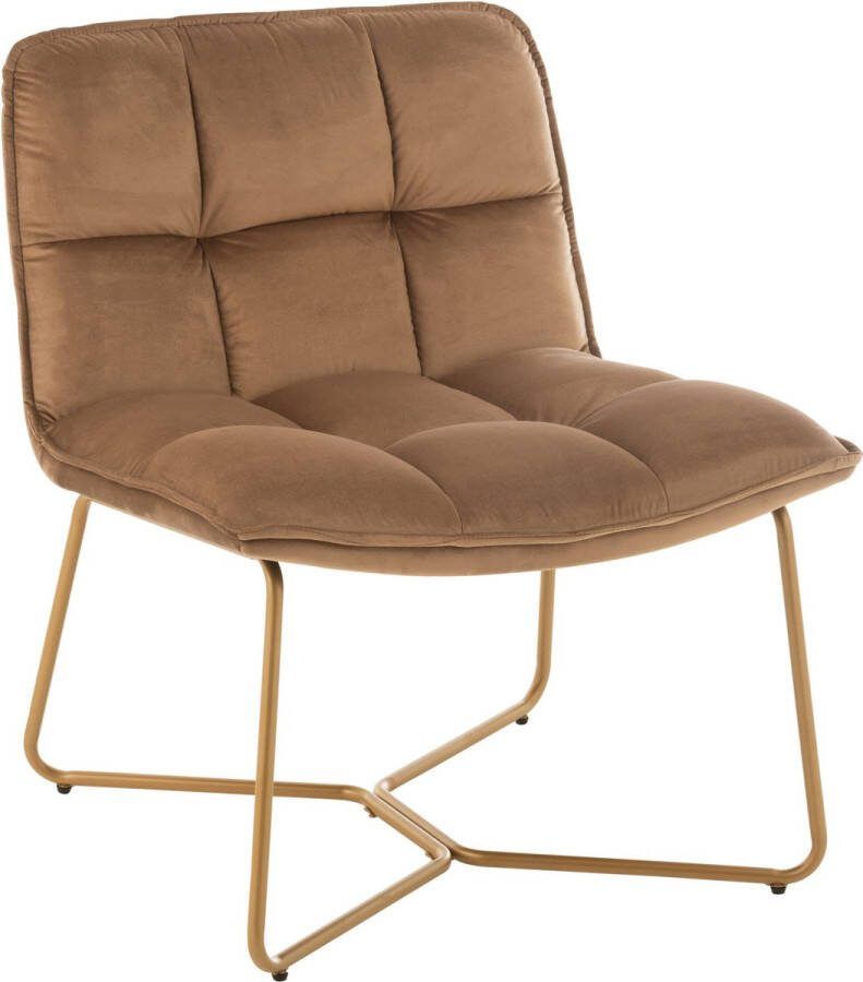 J-Line Lounge Stoel Lisa Metaal Textiel Bruin 2 stuks