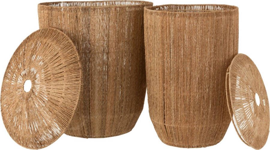 CaliCosy Set van 2 natuurlijke jute manden DANTYA Beige L45 x B45 x H58 cm