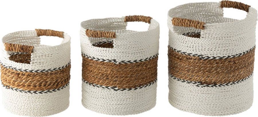 J-Line Set Van Drie Manden Laura Raffia Wit|Naturel