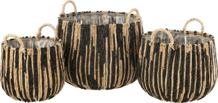 J-Line mand Maste mais ijzer zwart naturel 3 stuks