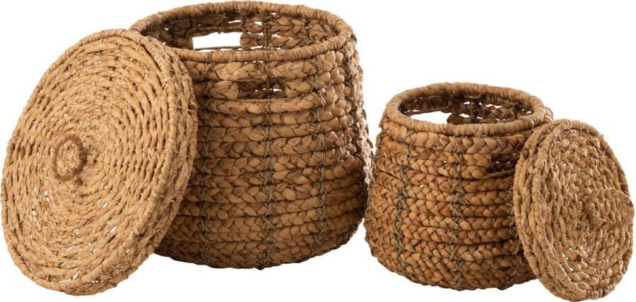 J-Line mand Maurice Waterhyacint jute naturel 2 stuks