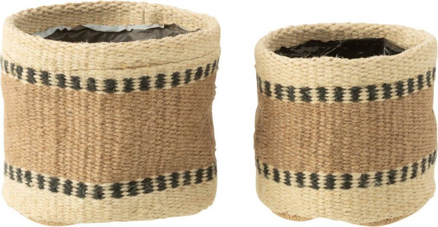 J-Line mand Rond + Band jute naturel|beige extra small 2 stuks