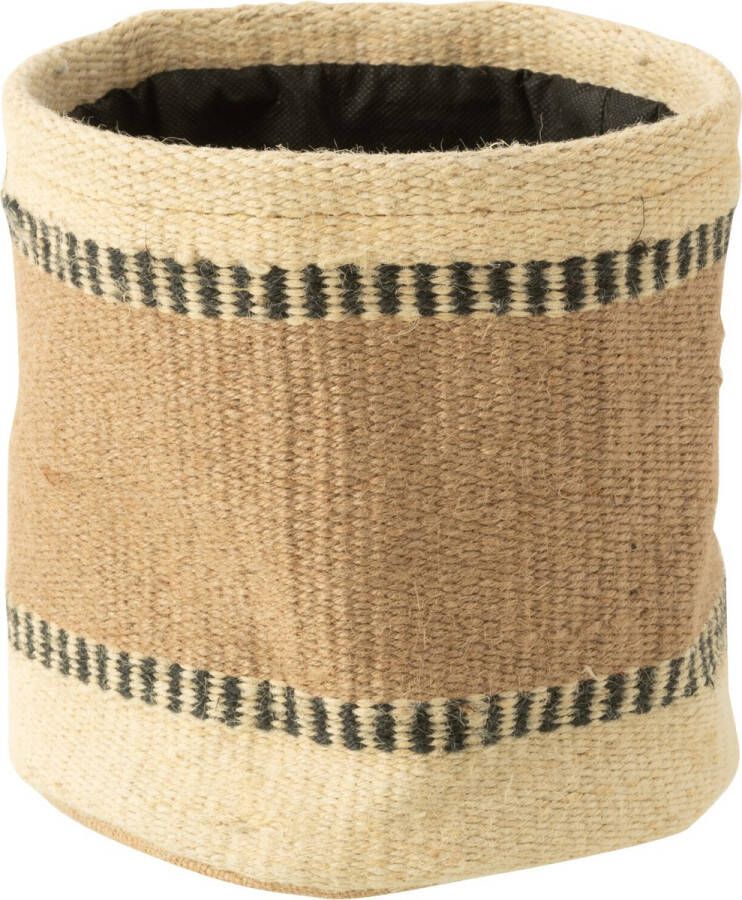 J-Line Mand Rond+Band Jute Naturel Beige Large 2 stuks