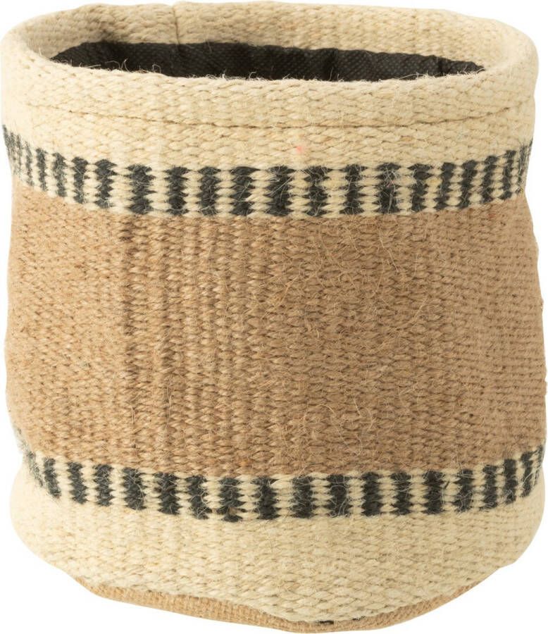 J-Line mand Rond + Band jute naturel beige medium 2 stuks
