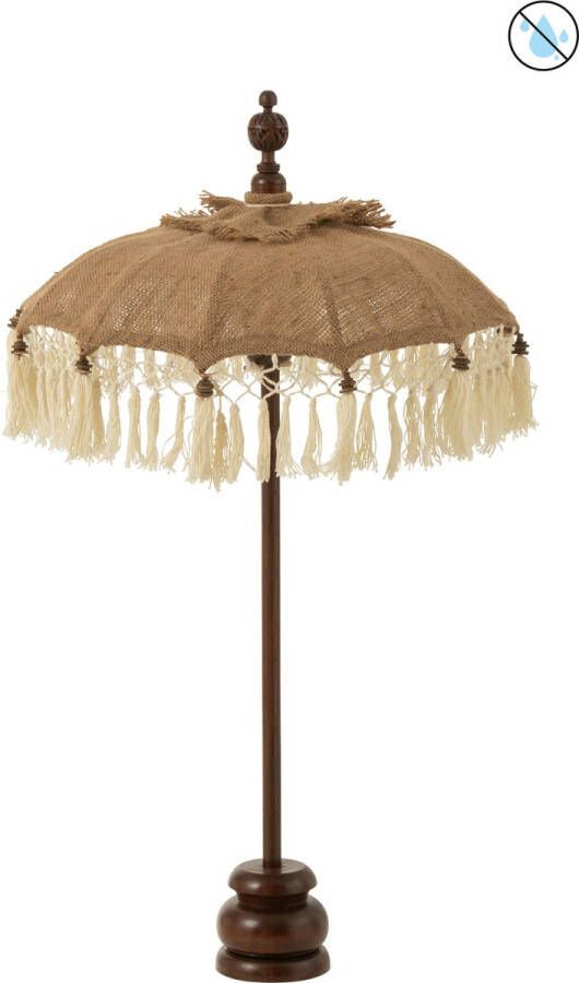 J-Line parasol Kwast + Voet jute hout beige wit small