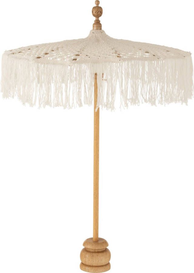 J-Line parasol + voet Macrame katoen wit small