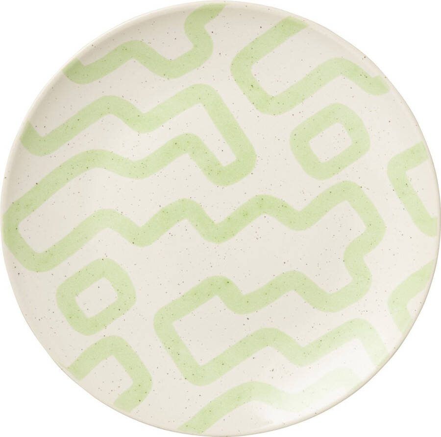 J-Line bord Pattern porselein groen large 4 stuks
