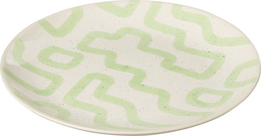 J-Line bord Pattern porselein groen small 4 stuks