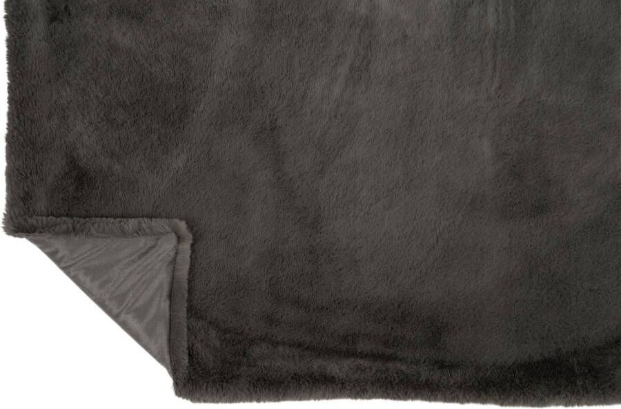 J-Line Plaid Cutie Fleece Deken – Polyester – 180x130 cm – Donkergrijs