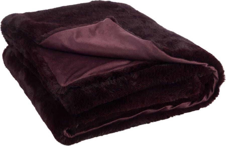 J-Line Plaid Cutie Fleece Deken – Polyester – 180x130 cm – Donkerrood