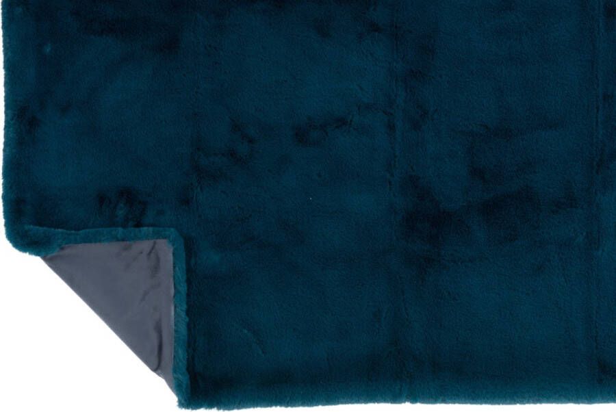 J-Line Plaid Cutie Fleece Deken – Polyester – 180x130 cm – Petrolblauw
