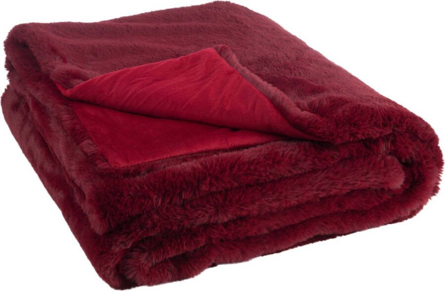 J-Line Plaid Cutie Fleece Deken – Polyester – 180x130 cm – Rood