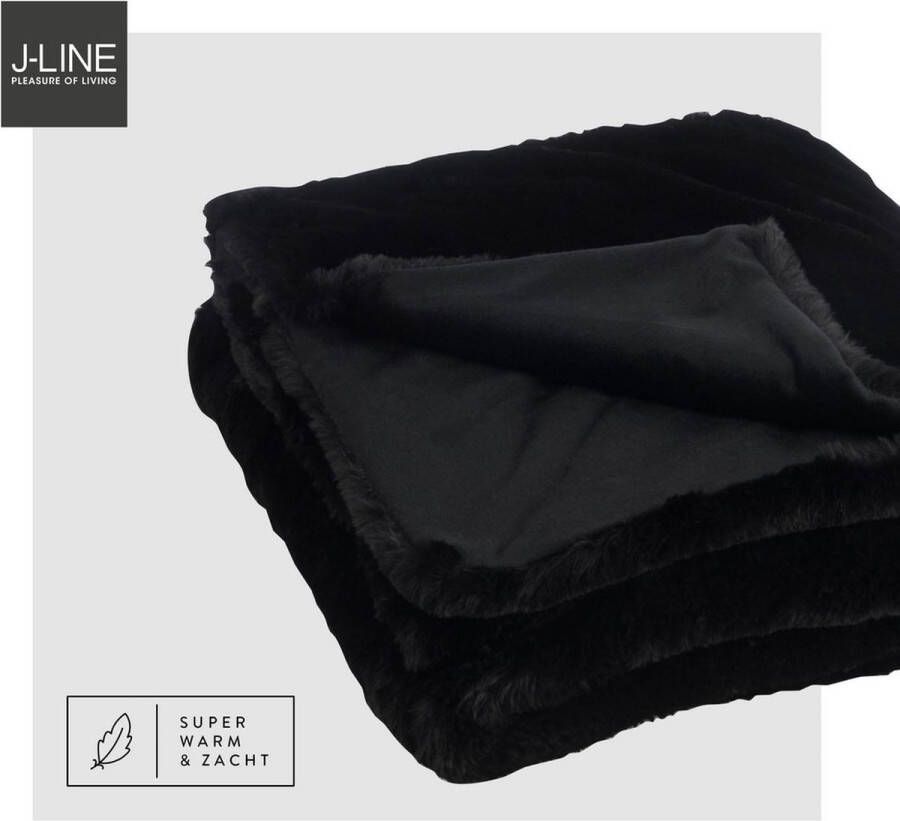 J-Line Plaid Cutie Fleece Deken – Polyester – 180x130 cm – Zwart