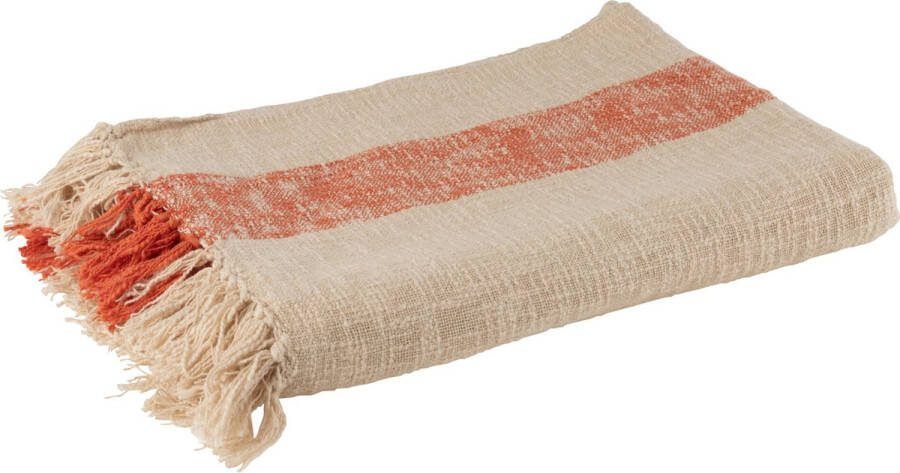 J-Line Plaid Emma katoen oranje 210 x 140 cm woonaccessoires