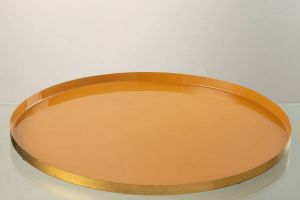 J-Line Plateau Rond Metaal Oker Dienblad 40.5 x 40.5 cm