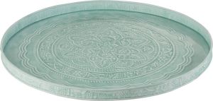 J-Line Plateau Rond Klassiek Ijzer Blauw Medium Dienblad 50 x 50 cm