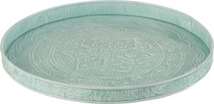 J-Line Plateau Rond Klassiek Ijzer Blauw Small Dienblad 35 x 35 cm