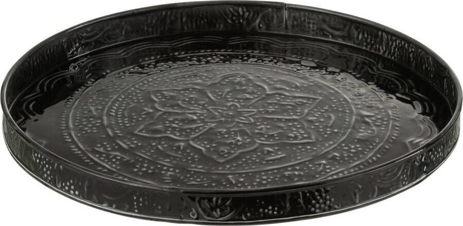 J-Line Plateau Rond Klassiek Ijzer Zwart Small Dienblad 35.00 x 35.00 cm