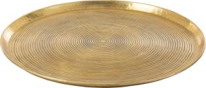 J-Line Plateau Rond Ringen Aluminium Goud Extralarge 75Cm Dienblad 74 x 74 cm