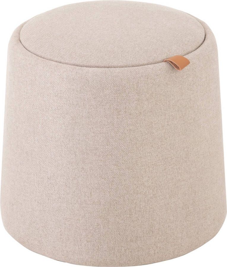 J-Line | Poef bijzettafel | met opberg | textiel | beige | 45x45x (h)42 cm